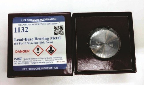 SRM 1132  铅基轴承金属(84 Pb-10 Sb-6 Sn)标准品